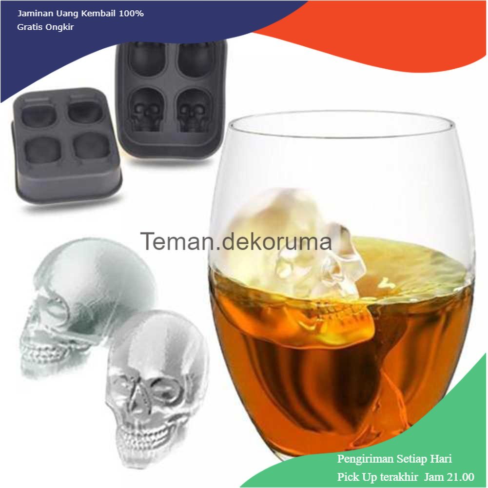 TD - PR Cetakan Es Batu Silikon Model Skull - SKL142