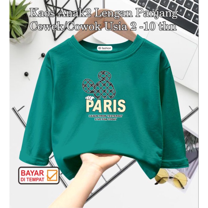 ((IB))KAOS ANAK2 UNISEX PANJANG/PARIS DIGITAL SABLON