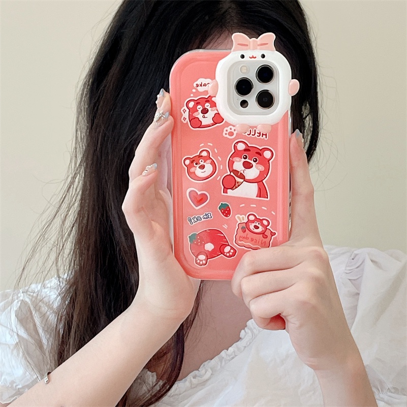 Soft Case Tpu Motif Beruang Untuk iPhone 14 13 12 11 Pro Max X Xr Xs Max 7 8 6 6s Plus SE 2020