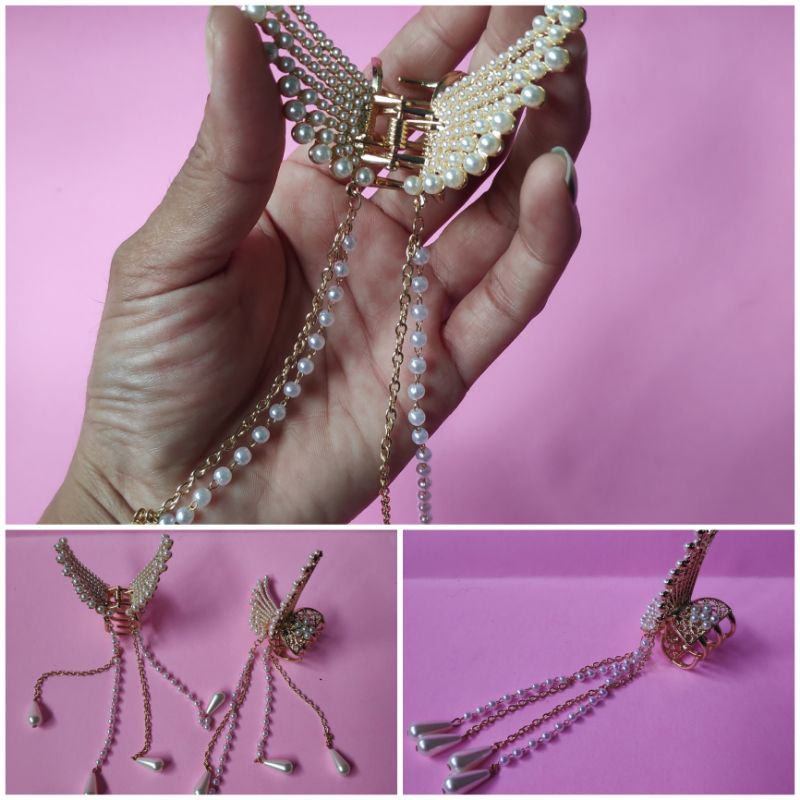 JEPIT RAMBUT KUPU - KUPU  JURAI 4 FULL MUTIARA - JEPIT RAMBUT KOREA GIRL- PREMIUM JEPIT JURAI KUPU -