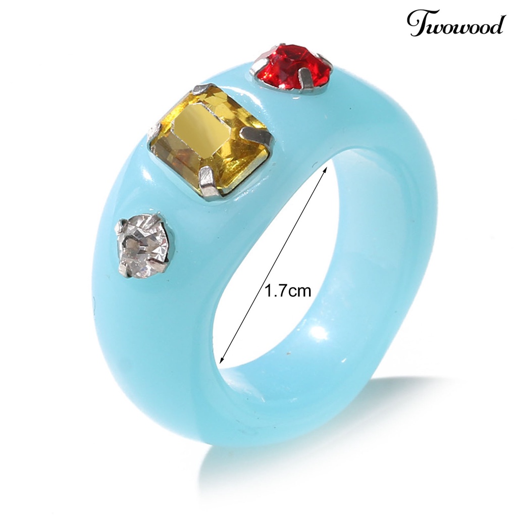 Cincin Berlian Imitasi Warna Permen Bahan Resin Untuk Kencan