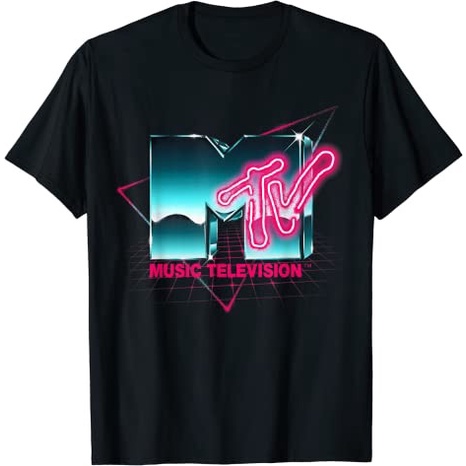 Baju Mademark x MTV - Retro MTV Logo 80's Chrome Effect Neon Colors Vintage MTV T-Shirt