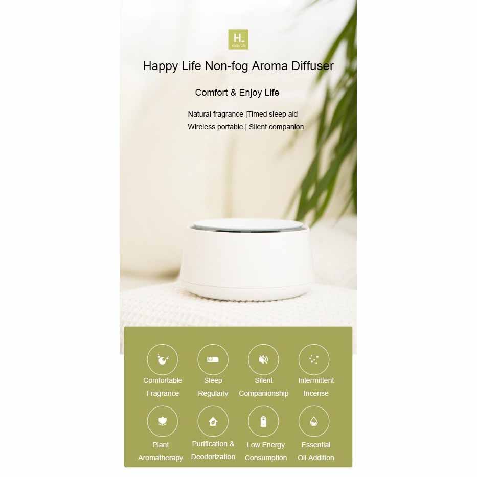 Happy Life Aromatherapy Essential Oil Diffuser Non-fog - YSHR06 - White