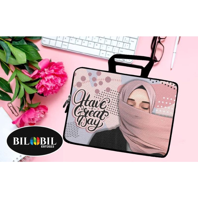 Tas Laptop Sleeve Karakter Hijab Muslimah.