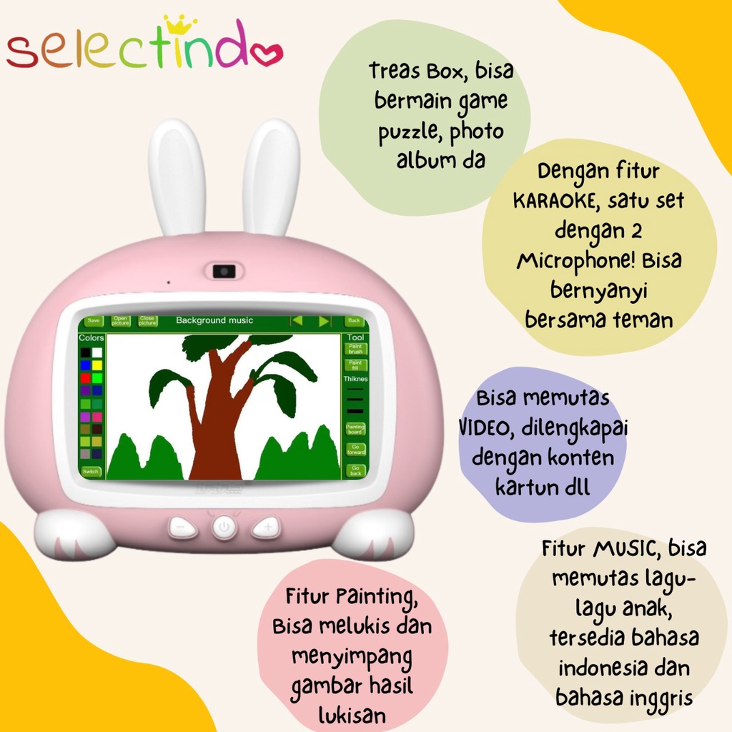 Atomu Smarty Bunny / Tablet Belajar / Tablet Karaoke / Tablet Edukasi /  Mainan Anak / USB Bisa