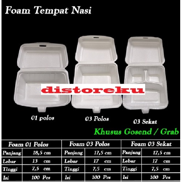 FOAM 03 STYROFOAM POLOS GABUS NASI KOTAK MAKAN