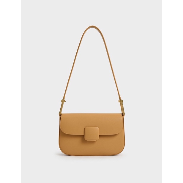 PRELOVED  charles & Keith Tas Bahu Koa Square Push-Lock - Orange