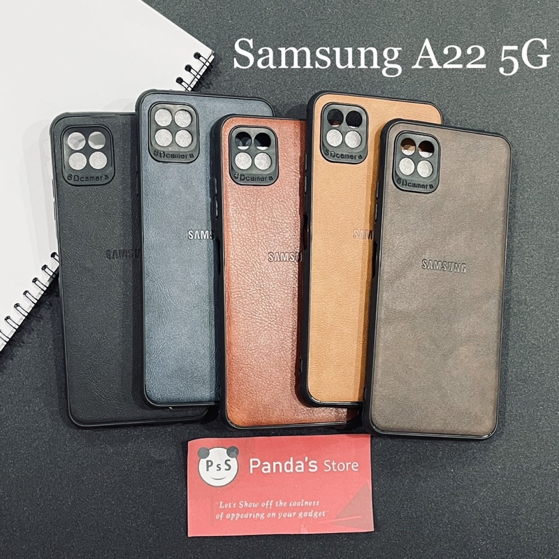 Leather Case Samsung A22 5G Softcase Kulit Elegan Casing Slim Fit