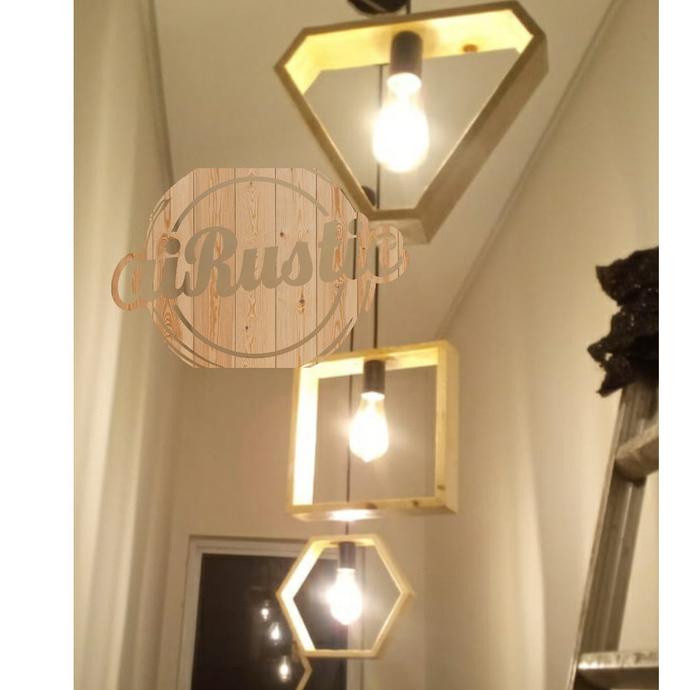 kap lampu gantung rustic komplit jati belanda minimalis dekorasi cafe