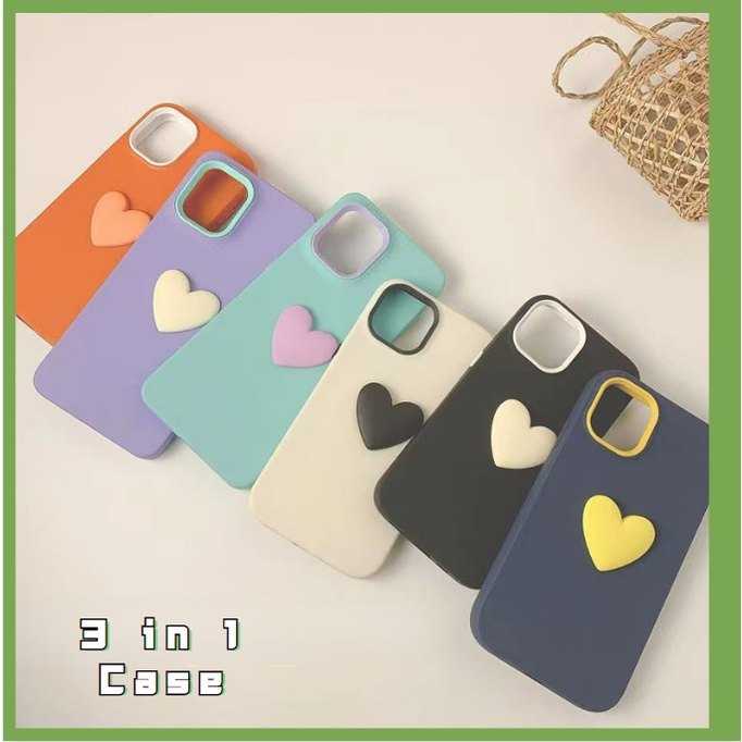 Soft Case Silikon Matte Motif Hati 3D Lucu Cover iphone 14 12 13 Pro Max 11 X XR 7 8 Plus Se 3