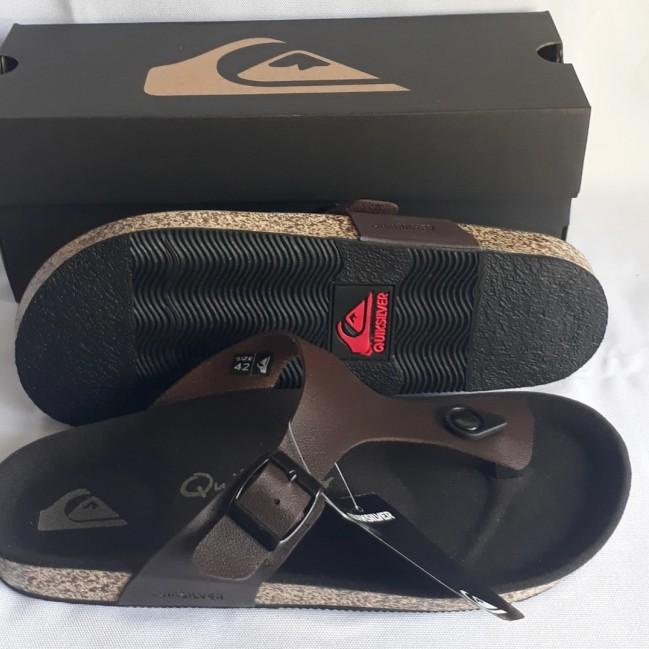 SANDAL QUICKSILVER ORIGINAL SANDAL PRIA SANDAL KULIT SENDAL SANTAI - Cokelat, 39