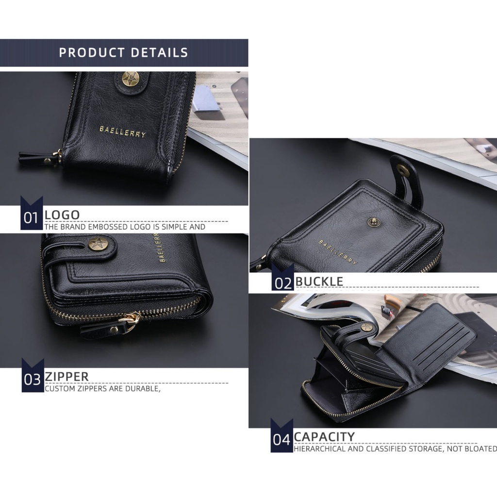 DOMPET LIPAT WANITA BAELLERRY ORIGINAL KULIT HITAM CODERA WA610B5 IMPORT KOREA KARTU RESLETING UANG KOIN PREMIUM MINI SIMPLE KECIL PENDEK BRANDED BATAM REMAJA KEKINIAN CEWEK MURAH