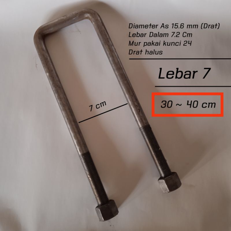 Behel ubolt lebar 7 Panjang 30~40 cm