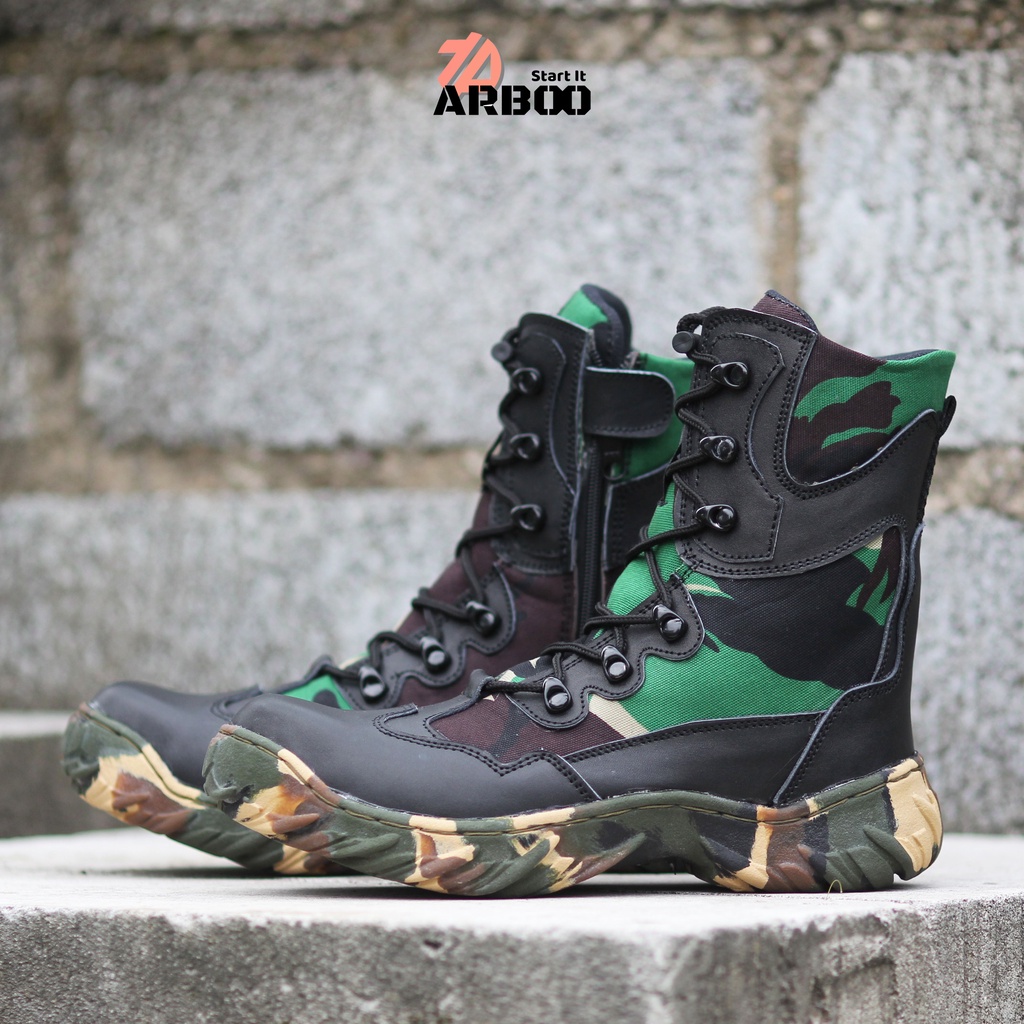 Sepatu PDL PDH OWL Loreng  Ujung Plat Besi Kulit Arboo Footwear