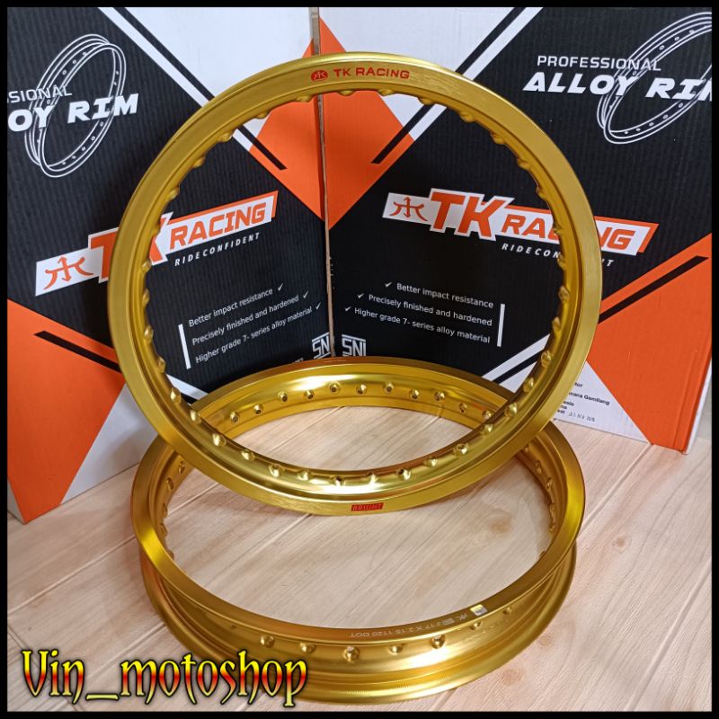 velg pelek TK racing ring 17 160 185 dan 185 215 hole 36 GOLD harga sepasang
