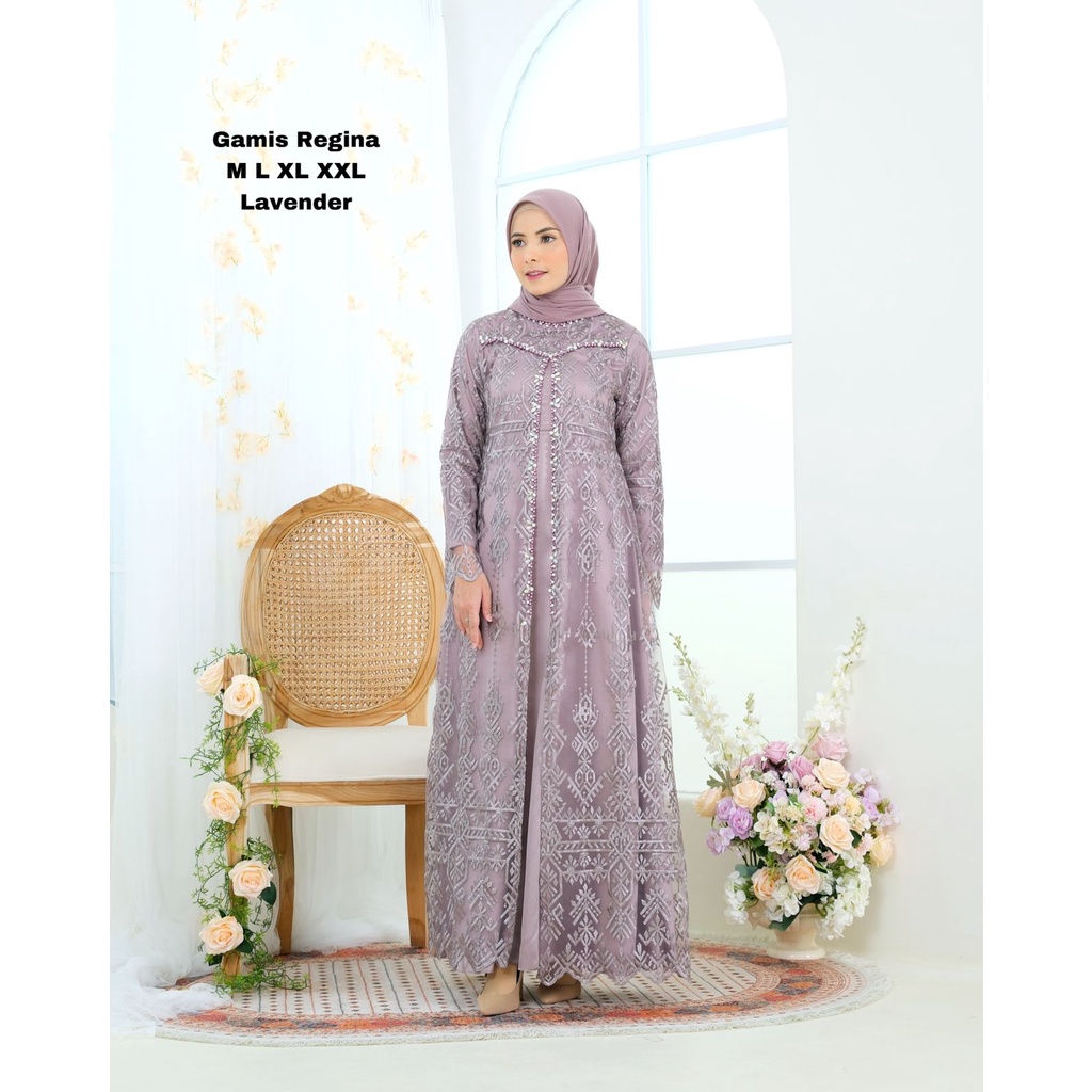 Permata Olshop / Gamis Kebaya Payet Regina NF / Kebaya Modern Gamis Brukat / Gamis Pesta Mewah / Gamis Kondangan / Gamis Payet