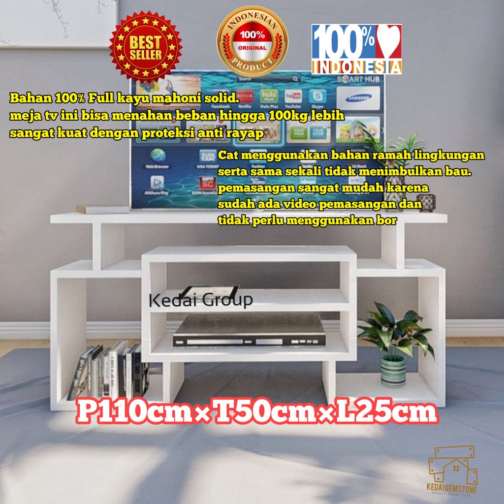 Meja TV Minimalis Modern Murah Bahan Kayu Solid Cocok Buat Tv 34 Inch - 43 Inch