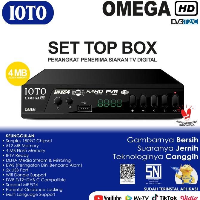 Ioto Omega Set Top Box Dvb T2 Tv Siaran Digital Kominfo Receiver Stb