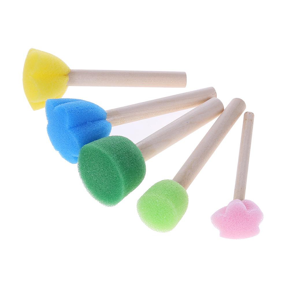 

5pcs/set DIY Wooden Sponge Graffiti Painting Brushes for Kids Drawing