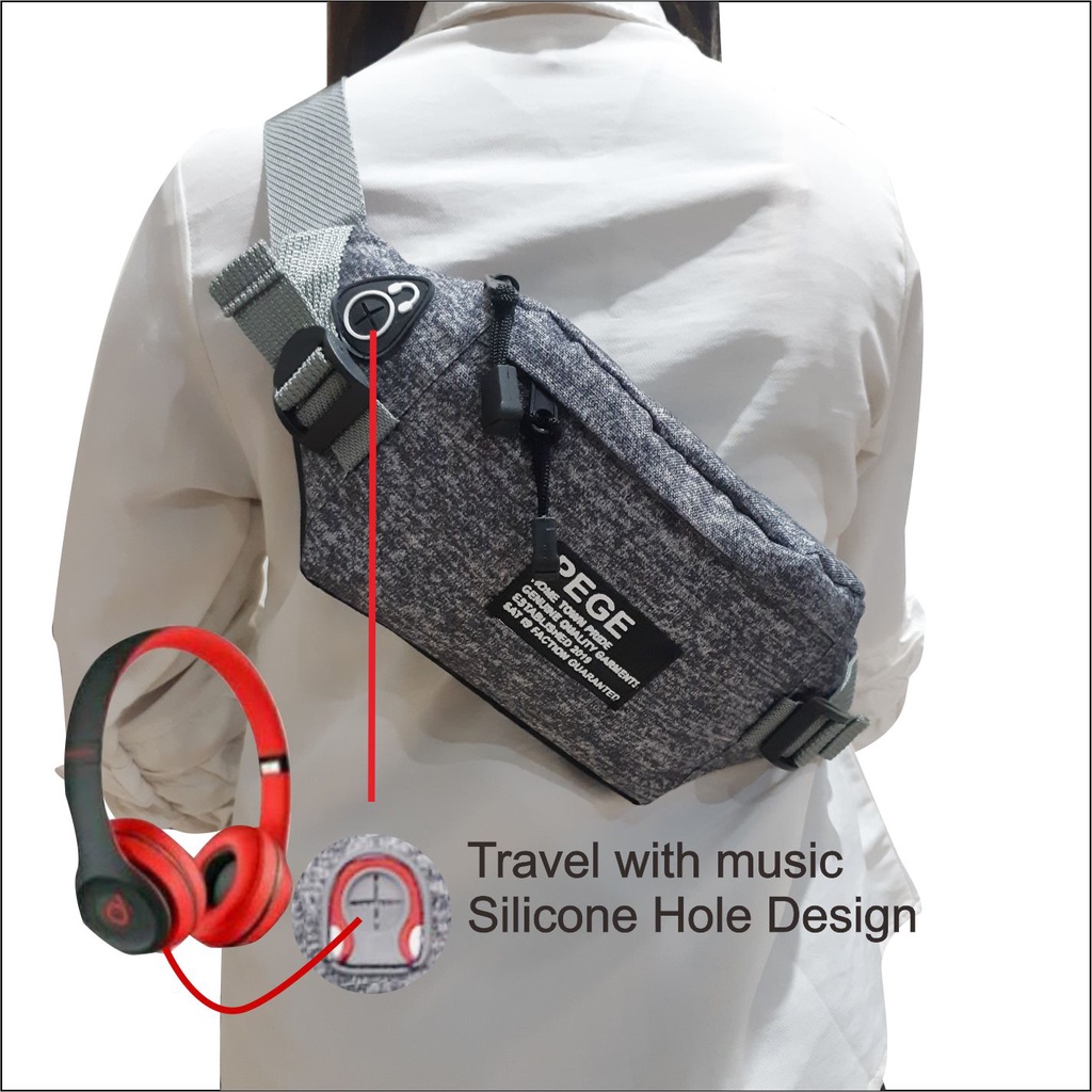 Tas Selempang Waistbag PEGE Kanvas Pria Model Simpel Kasual - PG 8930