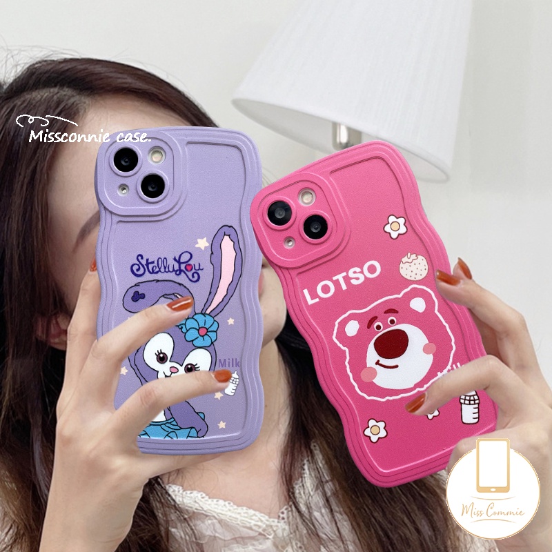 Redmi9 12C 10 9T 10A 10C 9A 9C NFC A1 A1+PO CO M3 X3 NFC Pro Redmi Note10 11Pro+8 9 Note 11 10 Pro Max 9Pro Note 11s 10s 9s Wavy Edge Cute Strawberry Bear Stellalou Soft Case/Sarung Koper StellaLou