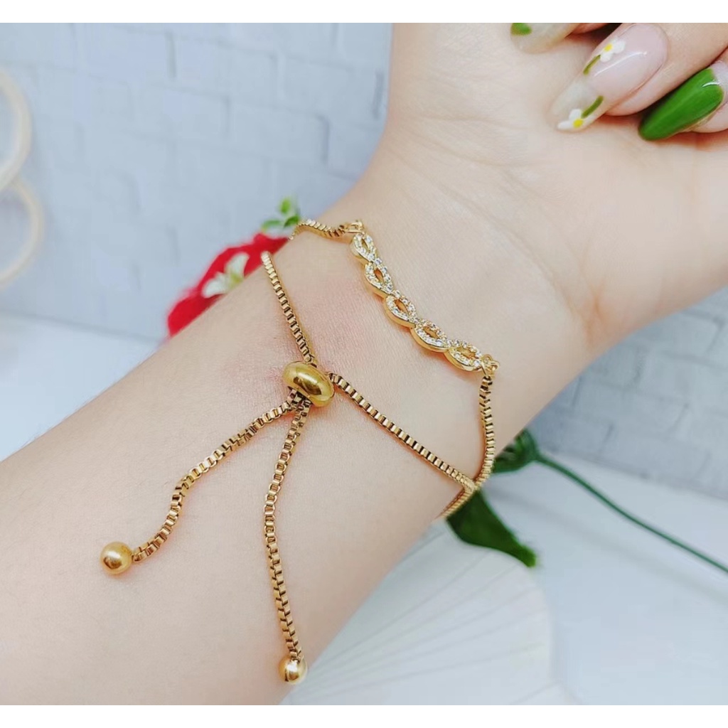 Set Titanium Kalung Dan Gelang Permata Perhiasan Fashion W126