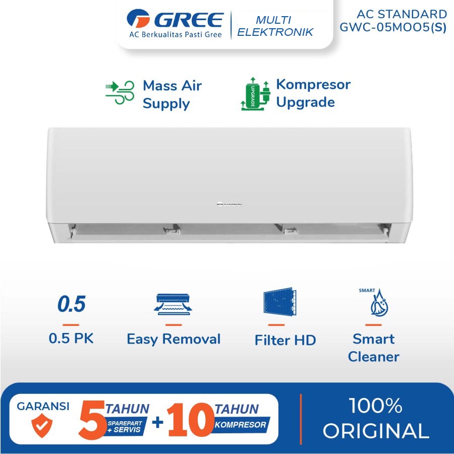 AC Gree Standard 1/2PK - PUTIH (Indoor &amp; Outdoor)