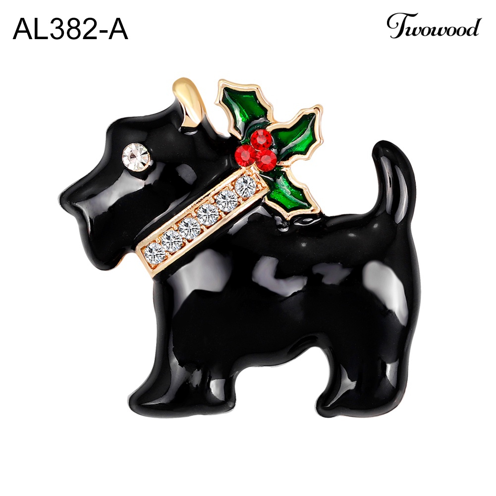 Twowood Bros Pin Enamel Bentuk Anjing Tema Natal Untuk Aksesoris Pakaian