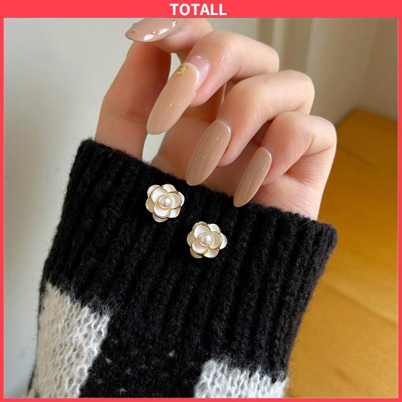 COD Anting Camellia Mutiara Korea Fashion Sederhana Gaya Aksesori Wanita-Totall