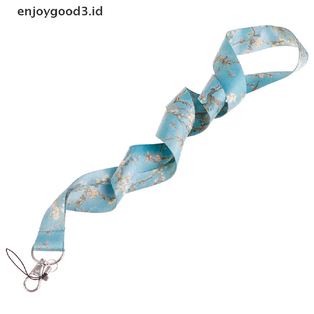 1pc Tali Lanyard Holder Kartu ID / Handphone Desain Van Gogh