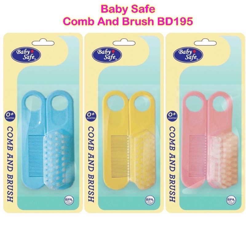 Baby Safe Comb Brush Set BD195 Sisir Rambut Bayi Bulu dan Gerigi Lembut Set 2pc