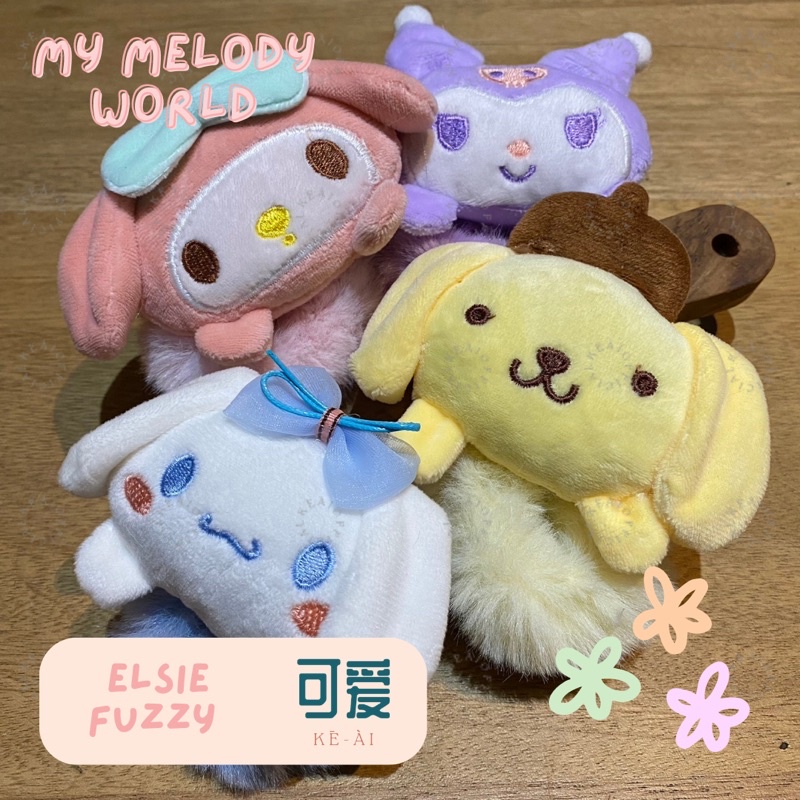 KeAi Official Elsie Fuzzy My Melody Scrunchie / My Melody Cinnamoroll Kuromi / Scrunchie Korea Bulu 