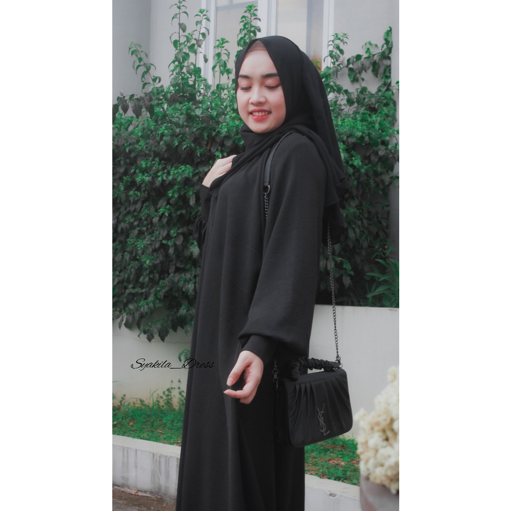 Nafisah Abaya | Gamis Basic Abaya Turkey hitam remaja wanita crinkle terbaru 2022 dress jumbo kekinian