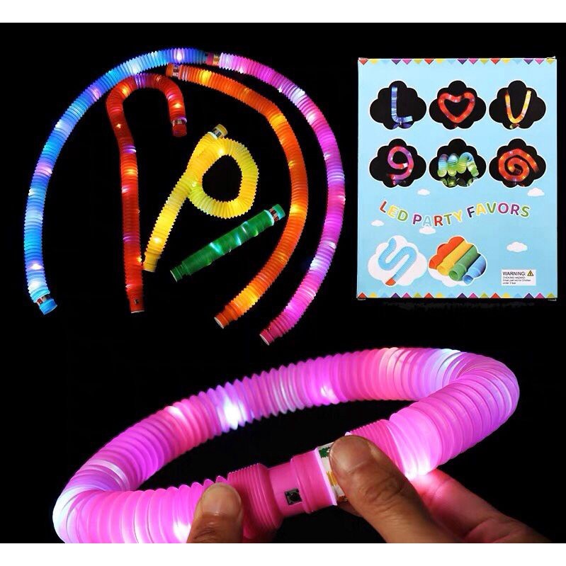 Mainan Anak Light Up Pop Tubes LED Mainan Anak Pipa LED Pipes  Fidget Pop Tubes Sensory Toys / Mainan Kreasi Selang Pipa Anak / Mainan Kreativitas Anak light up pop pipes lampu led tube POP TUBES LED PANJANG TARIK NYALA PARTY