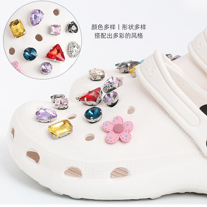 10pcs Crocs Jibbitz Glass Diamond Untuk Pria Dan Wanita Charms | Jibbitz Untuk Crocs