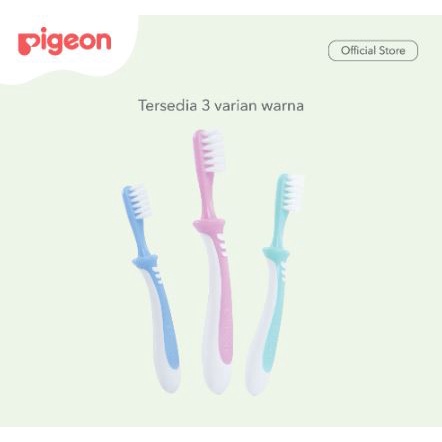 PIGEON BABY TRAINING TOOTHBRUSH - Sikat Gigi Bayi Lesson / Step 1 2 3 Orange Blue Pink Green