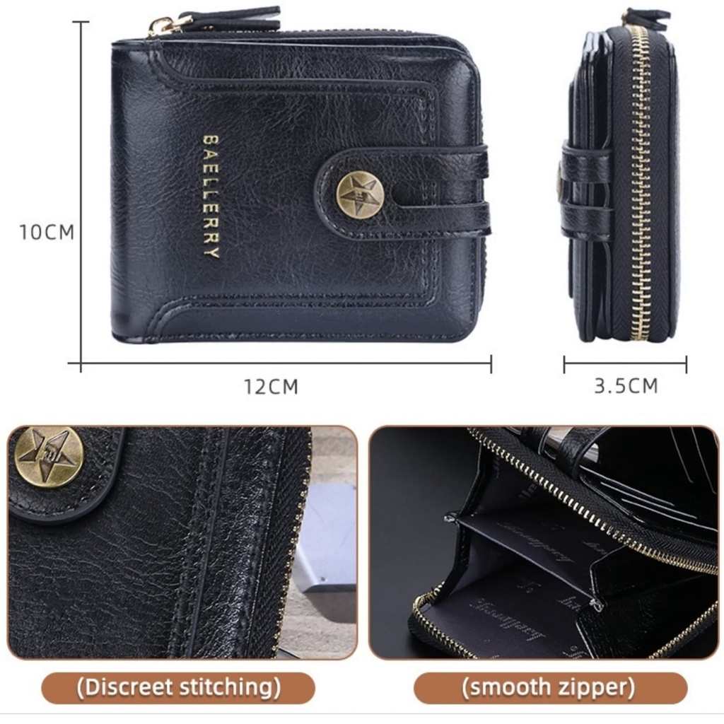 DOMPET LIPAT WANITA BAELLERRY BRANDED BATAM ORIGINAL KULIT HITAM CODERA KARTU RESLETING UANG KOIN PREMIUM MINI WA610B5 IMPORT KOREA SIMPLE KECIL PENDEK REMAJA KEKINIAN CEWEK MURAH