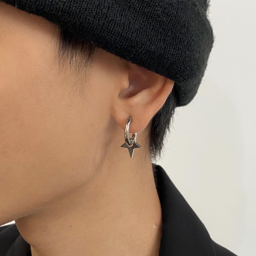 Anting Tusuk Gantung Desain Bintang Gaya Hip Hop / Retro Untuk Wanita