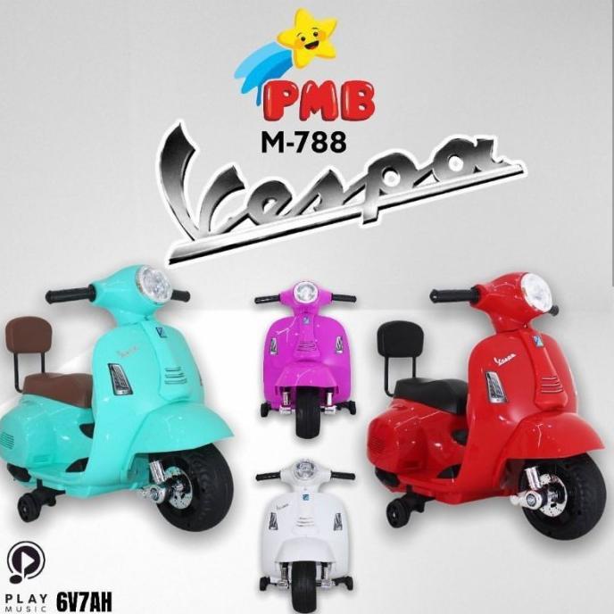 MAINAN ANAK MOTOR AKI VESPA PIAGGIO PMB M788 M-788 M 788 stock ada