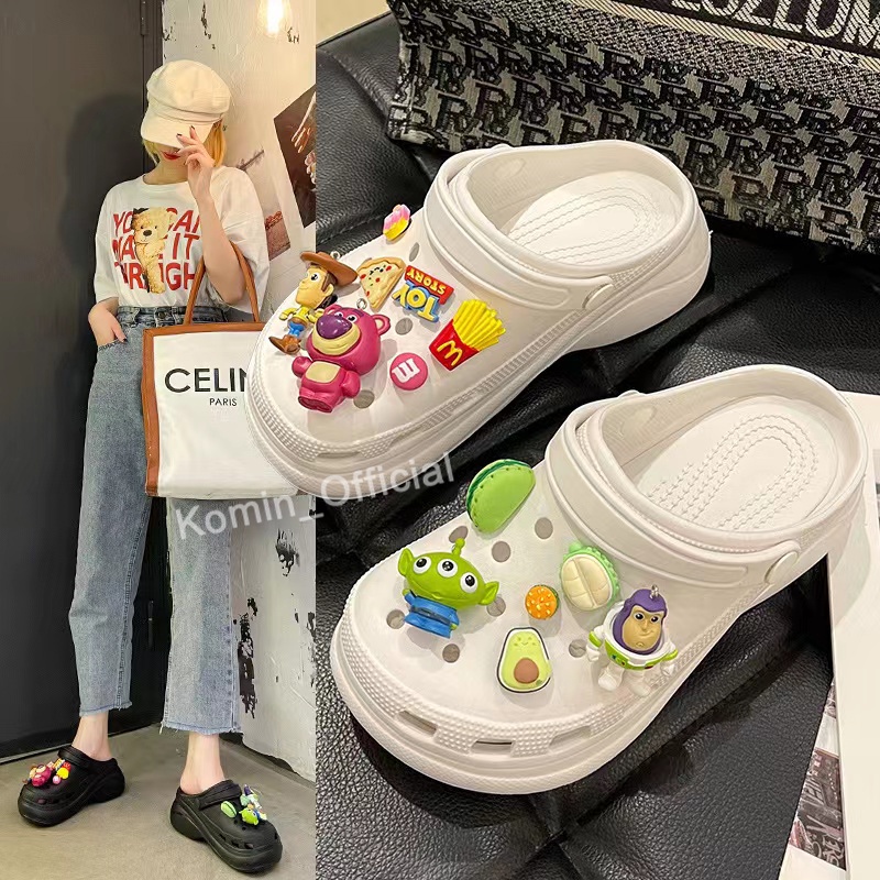 Komin Sandal Fuji Wanita Wedges Sandal Baim Tebal Kekinian Anti Air Sendal Clog Eva Terbaru Sandal Kodok Import Sandal Cewek Slip On