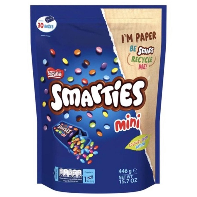 

Chocolate Smarties Mini isi 30 boxes 446g/ Coklat Import
