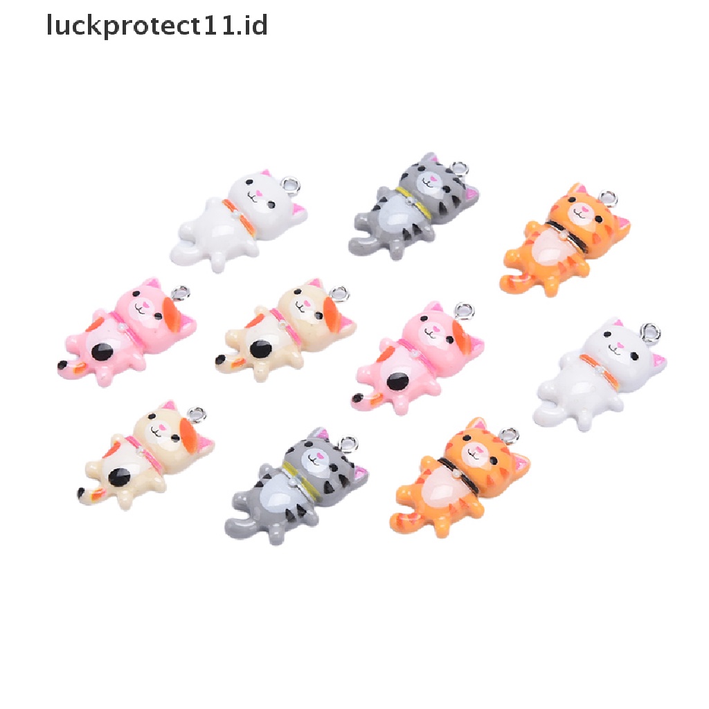 10pcs Liontin Bentuk Hewan Kucing Bahan Resin Untuk Membuat Perhiasan Anting