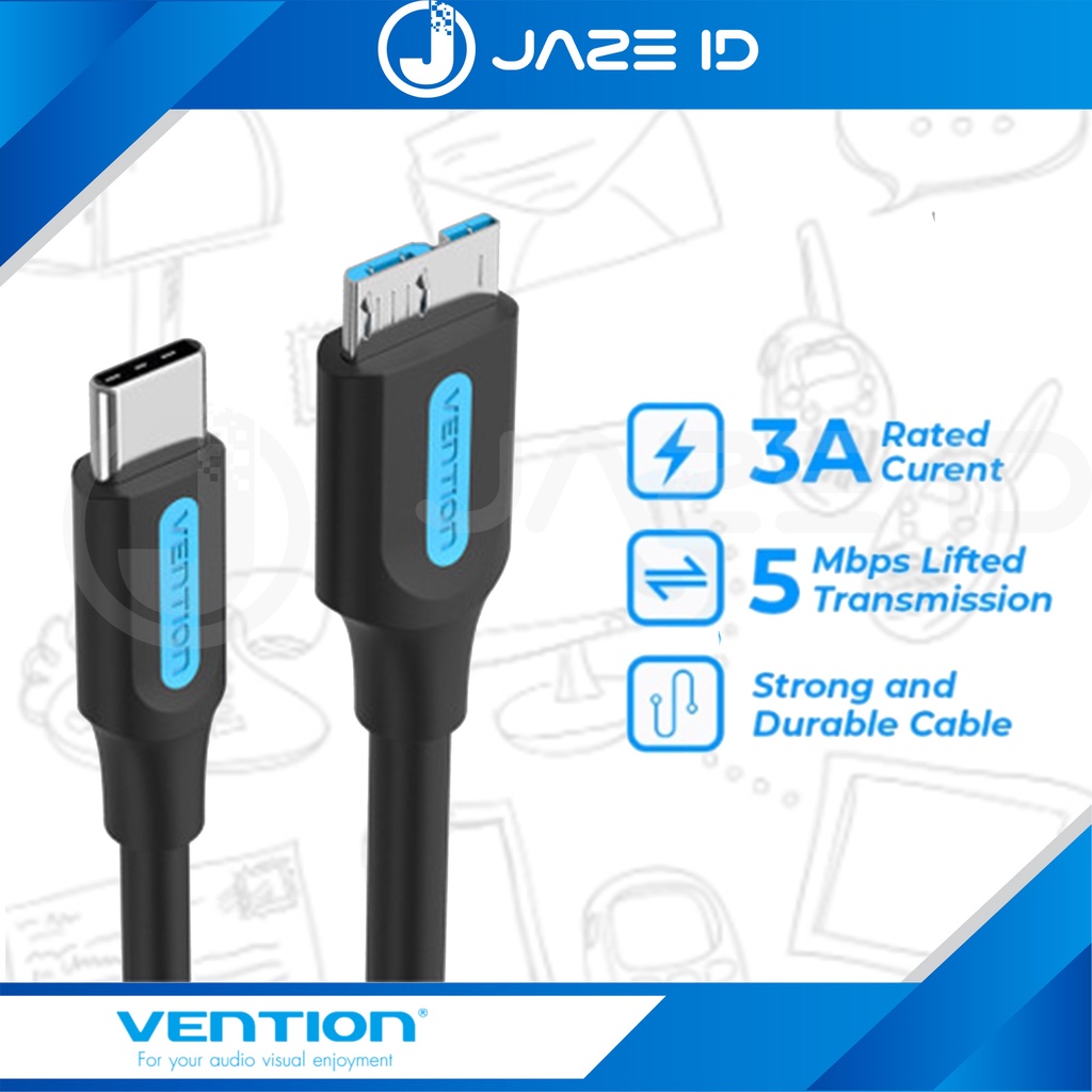 Vention Kabel Data Harddisk Eksternal USB-C to Micro-B HDD Hard Disk