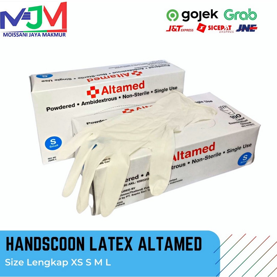 HANDSCOON ALTAMED SARUNG TANGAN LATEX ALTAMED SIZE LENGKAP