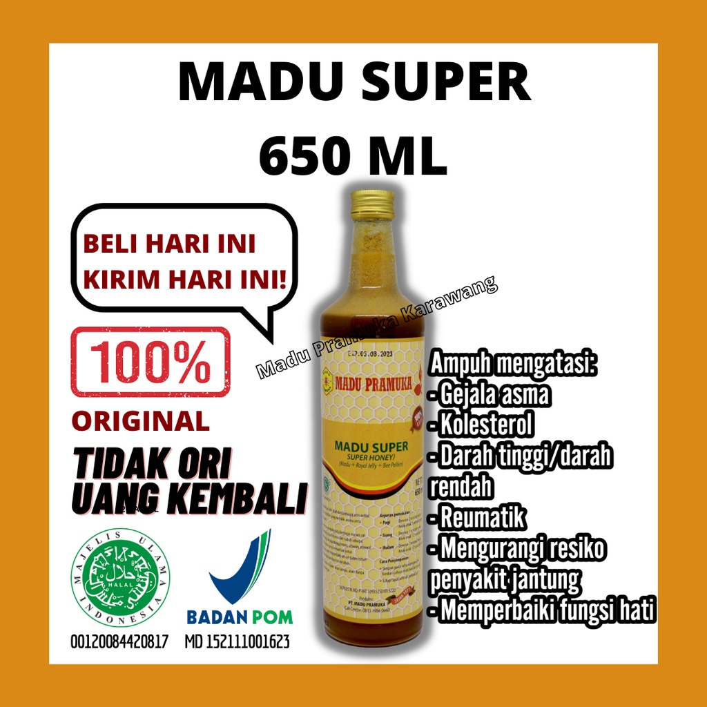 

MADU ASLI MADU ORIGINAL MADU PRAMUKA SUPER 650 ML