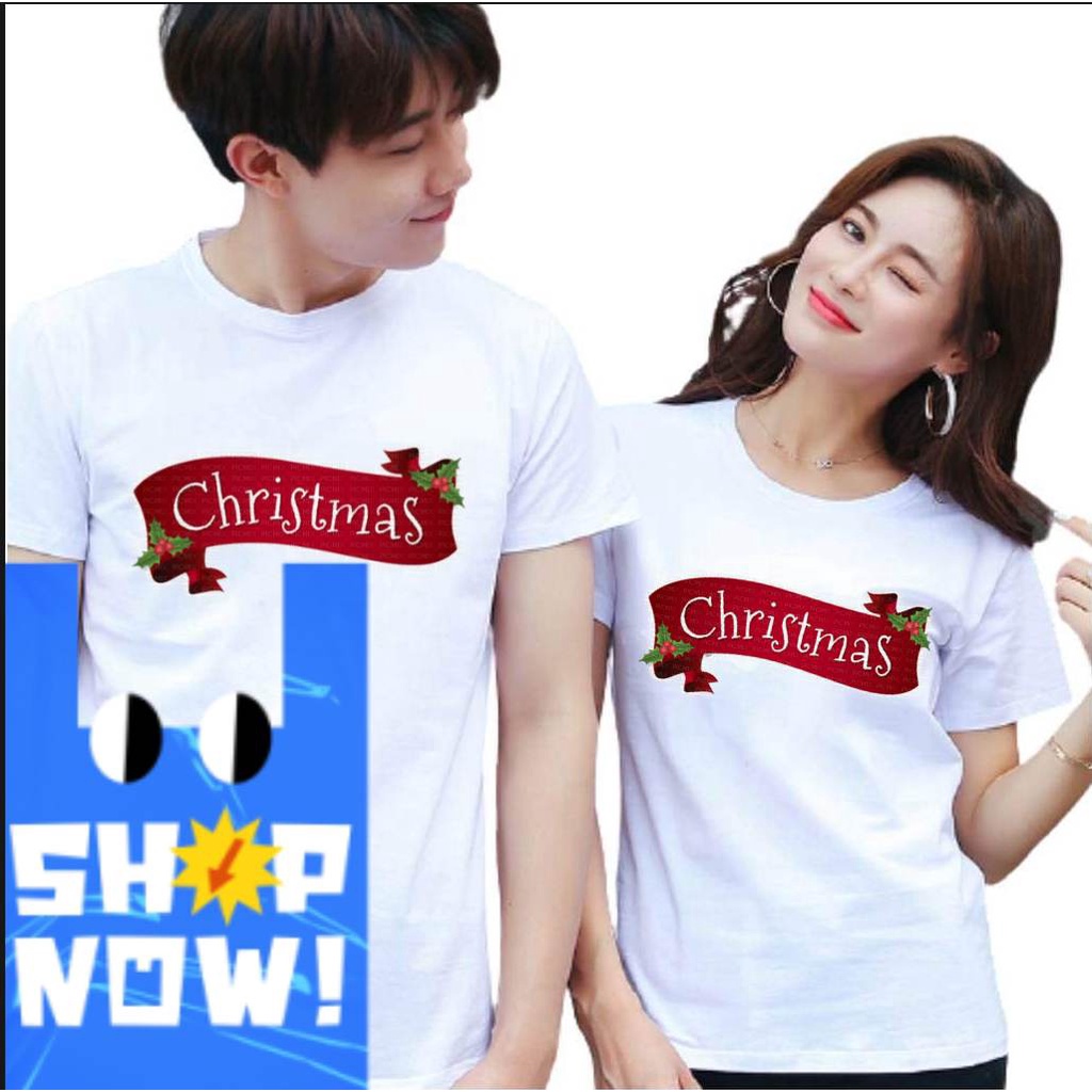 KAOS COUPLE CHRISTMAS CEWEK COWOK S-XXL / KAOS BISA KAPELAN LENGAN PENDEK