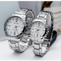 Jam Tangan JAM TANGAN COUPLE PASANGAN PRIA WANITA  Bvlgai Polos Rantai Steel