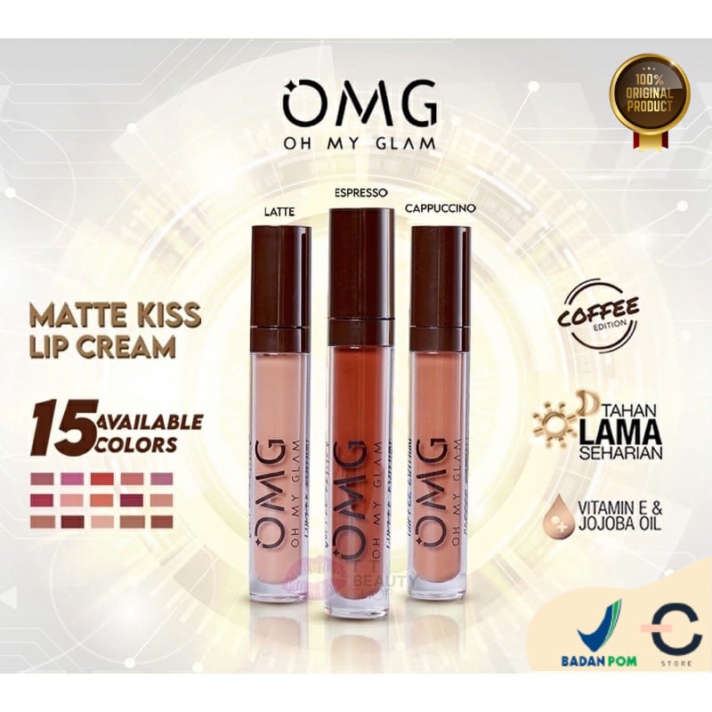 [ORI &amp; READY] OMG Oh My Glam Matte Kiss Lip Cream | Lipcream Ombre Lips | With Jojoba Oil &amp; Vit E | Lipstick Make Up Cosmetic | Lipstick Lipstik Lipcream | Lipcream Oh My Glam | BPOM halal Oh My Glow