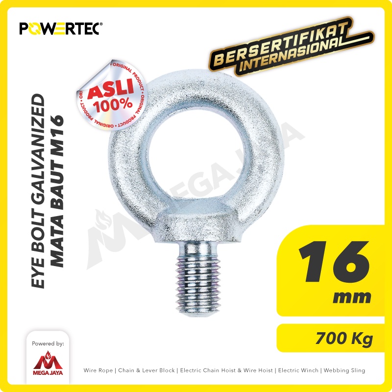 POWERTEC Eye Bolt / Mata Baut Galvanized M16