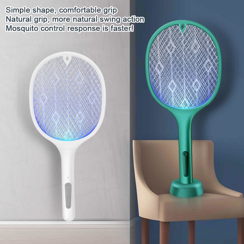 ES-23 Raket Nyamuk 2 in 1 Perangkap Nyamuk | Mosquito Swatter 2 in 1 Mosquito Killer Model Bulat Diamond | Raket Nyamuk Elektrik